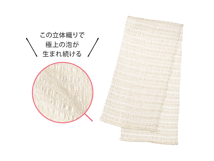 アセッテナイ タオル なめらかシルク混 泡立ちボディタオル| アテニア公式オンライン