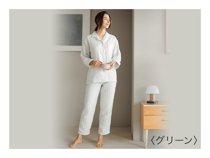 30％OFF】SUIMIN CARE「ボタニカル3重ガーゼパジャマ