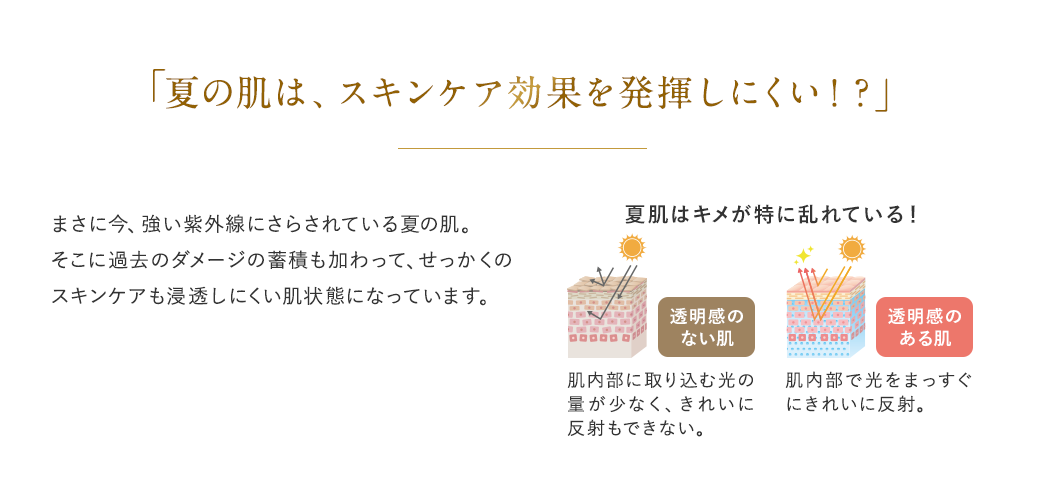 「夏の肌は、スキンケア効果を発揮しにくい！？」
