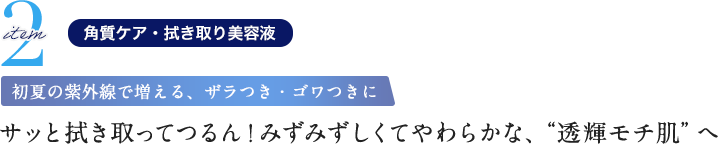 サッと拭き取ってつるん！みずみずしくてやわらかな、“透輝モチ肌”へ