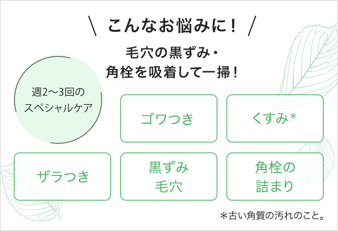 こんなお悩みに！ 毛穴の黒ずみ・角栓を吸着して一掃！