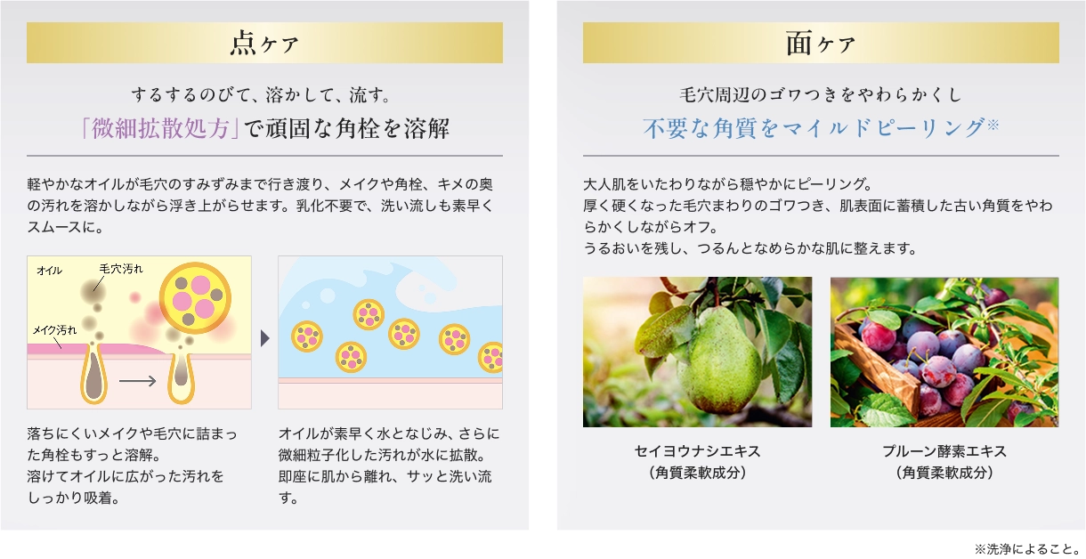 点ケアするするのびて、溶かして、流す。「微細拡散処方」で頑固な角栓を溶解面ケア毛穴周辺のゴワつきをやわらかくし不要な角質をマイルドピーリング※