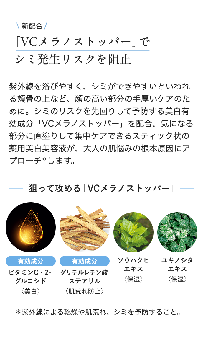 「VCメラノストッパー」でシミ発生リスクを阻止