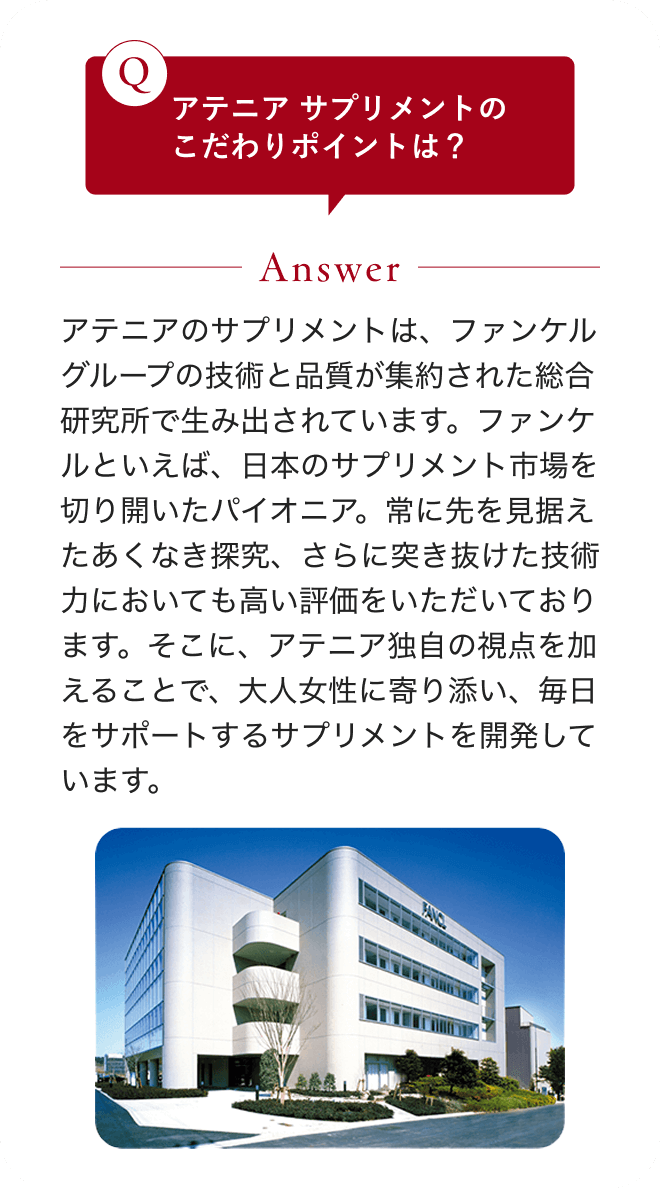 Qアテニア サプリメントのこだわりポイントは?