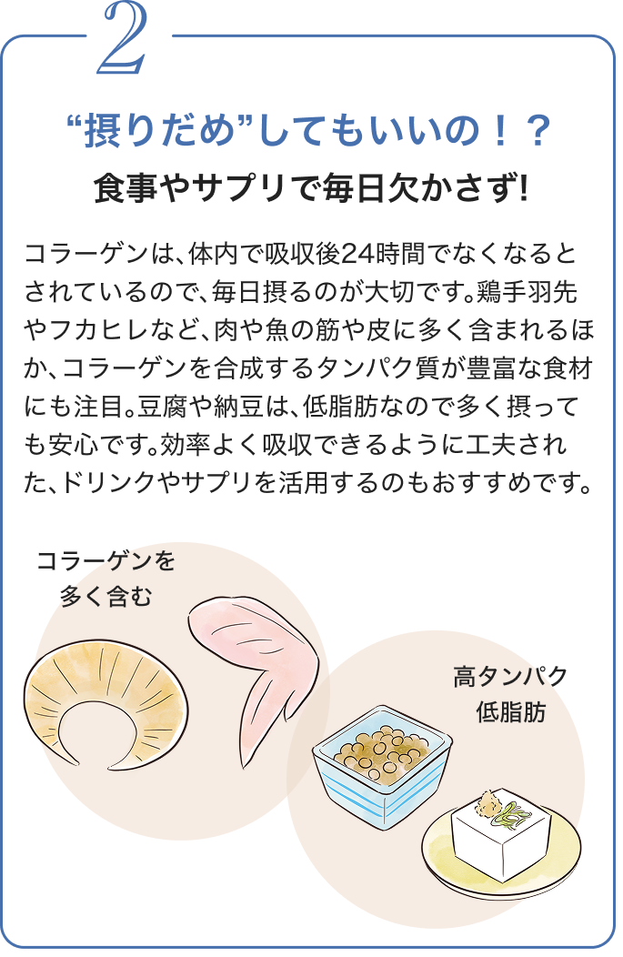 2 “摂りだめ”してもいいの！？ 食事やサプリで毎日欠かさず!