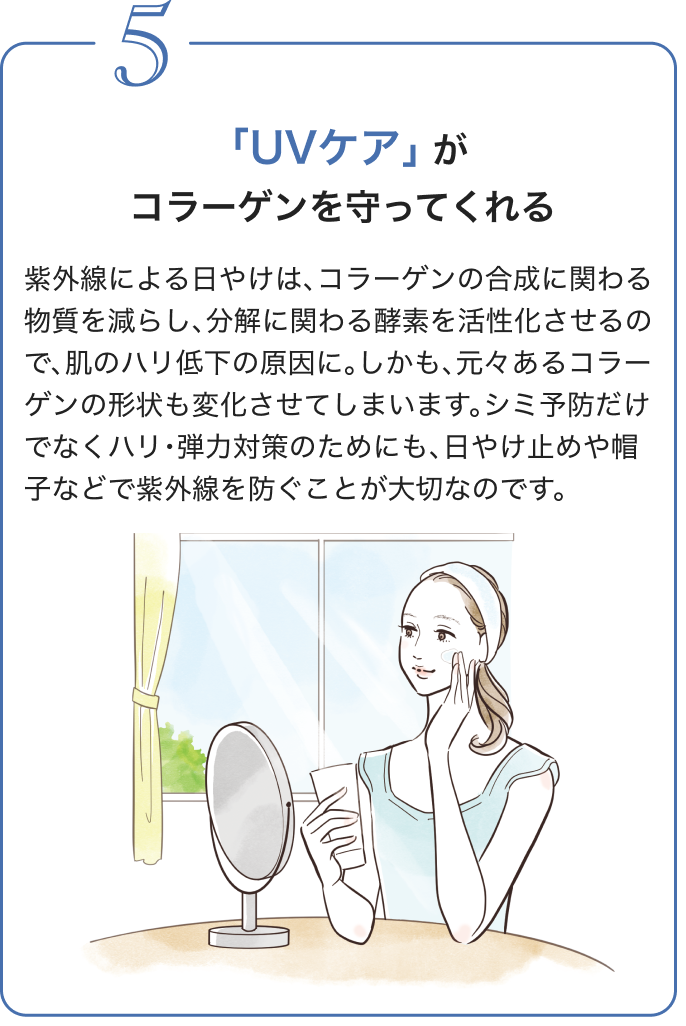 5 「UVケア」が コラーゲンを守ってくれる