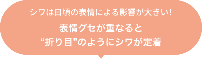 シワは日頃の表情による影響が大きい!表情グセが重なると “折り目”のようにシワが定着
