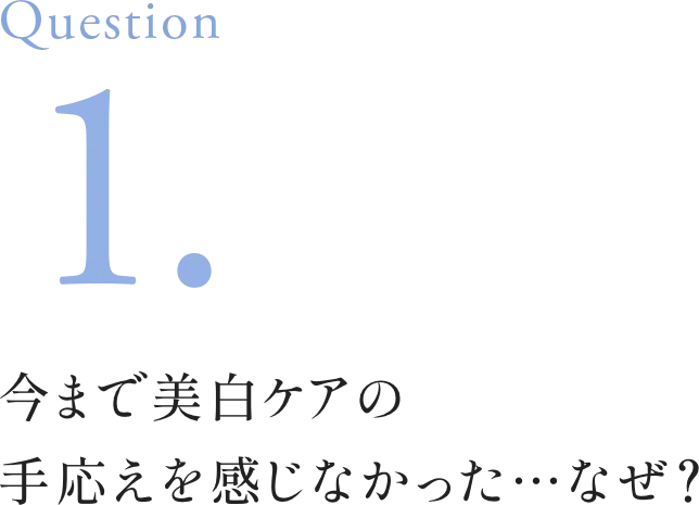 Question1. 今まで美白ケアの手応えを感じなかった･･･なぜ？