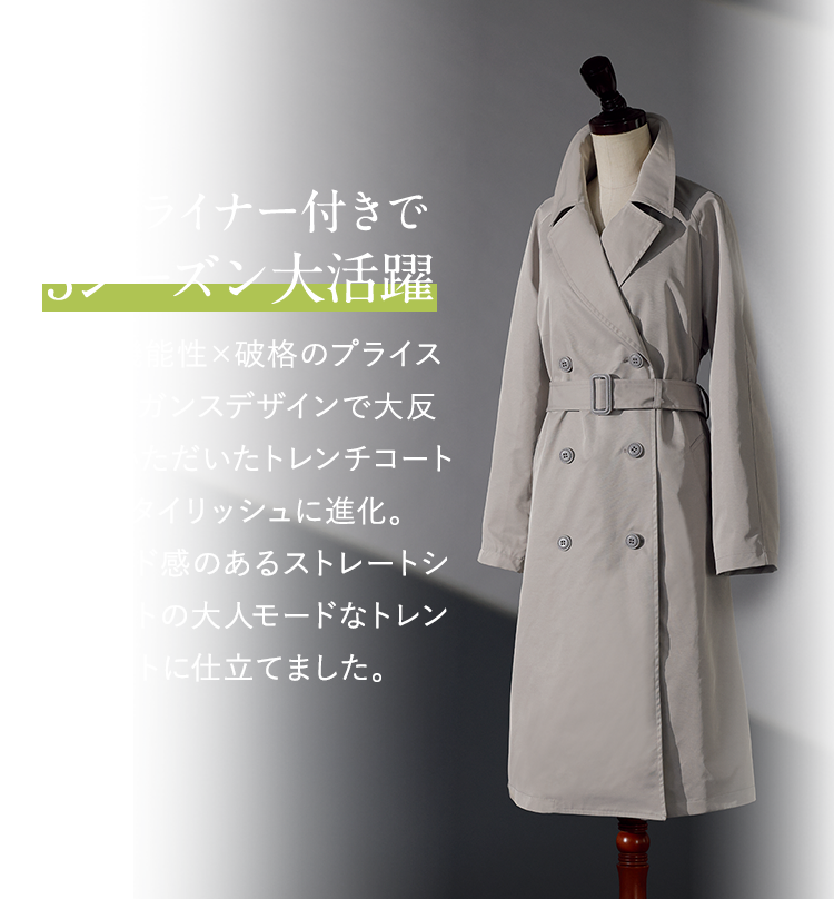 ライナー付きトレンチコート