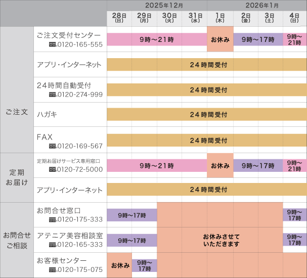 年末年始営業のご案内
