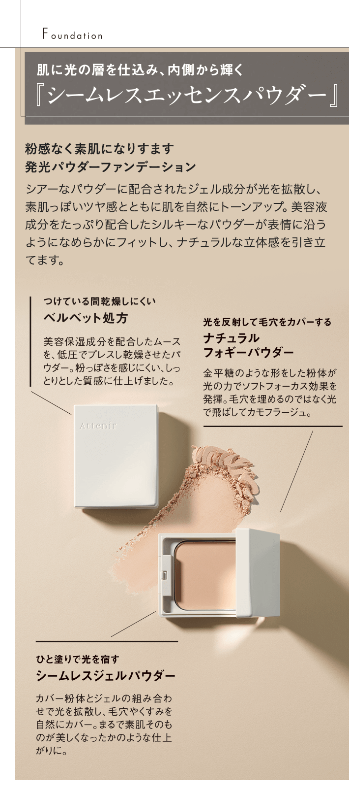 シームレスエッセンスパウダー セット〈つめかえ用、パフ付〉＋