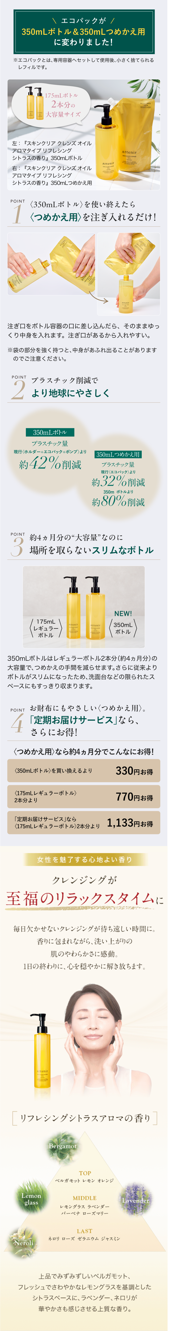 スキンクリア クレンズ オイル アロマタイプ リフレシングシトラスの