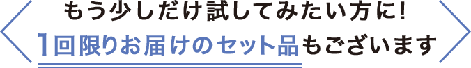 もう少しだけ試してみたい方に!1回限りお届けのセット品もございます