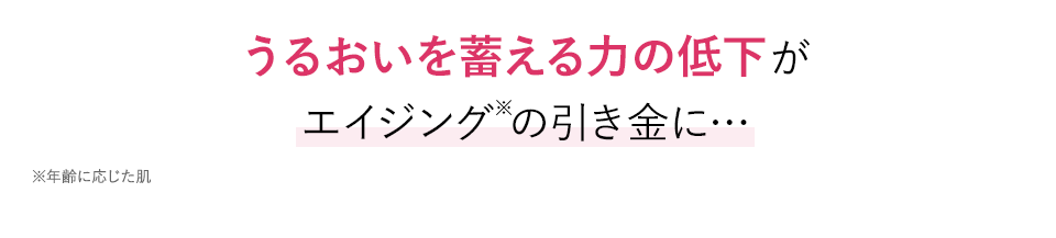 うるおいを蓄える力の低下がエイジング※の引き金に…※年齢に応じた肌