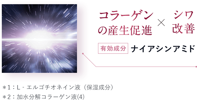 コラーゲンの産生促進✕シワ改善：有効成分／ナイアシンアミド