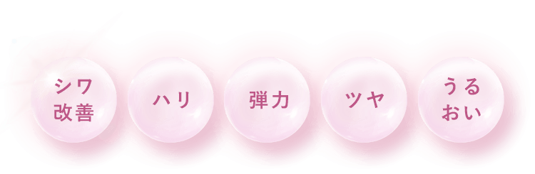 「シワ改善」「ハリ」「弾力」「ツヤ」「うるおい」