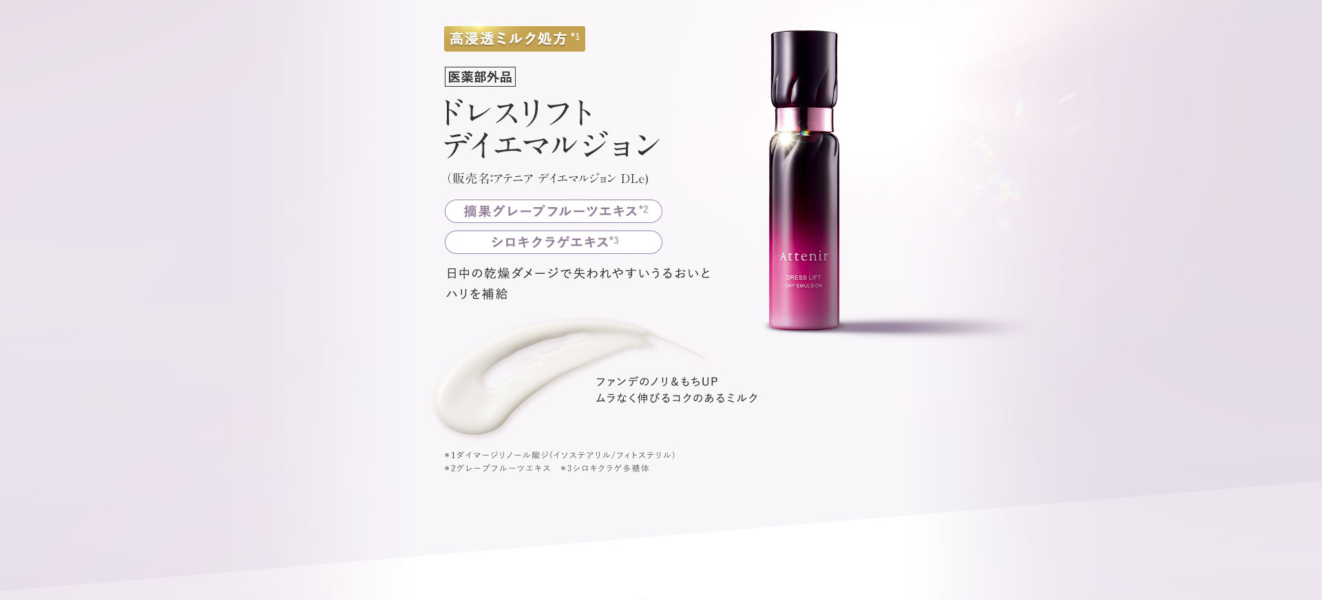 ドレスリフト デイエマルジョン 日中の乾燥ダメージで失われやすいうるおいとハリを補給