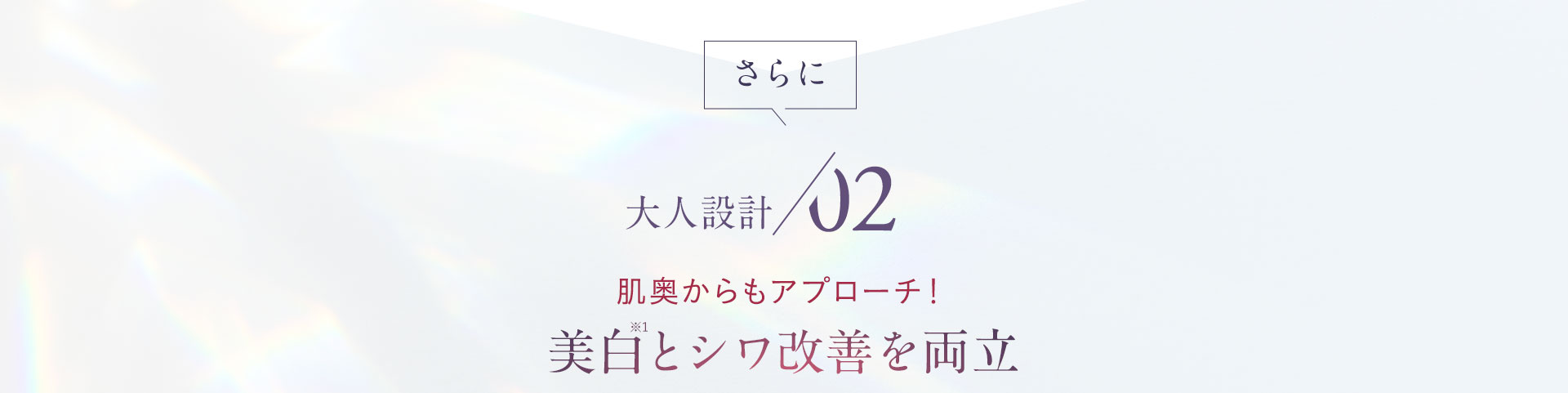 さらに 大人設計02 肌奥からもアプローチ！ 美白とシワ改善を両立