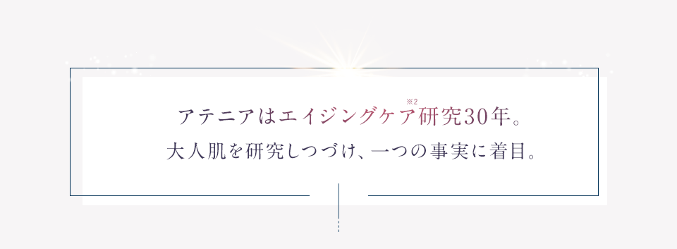 アテニアはエイジングケア研究30年。大人肌を研究しつづけ、一つの事実に着目。