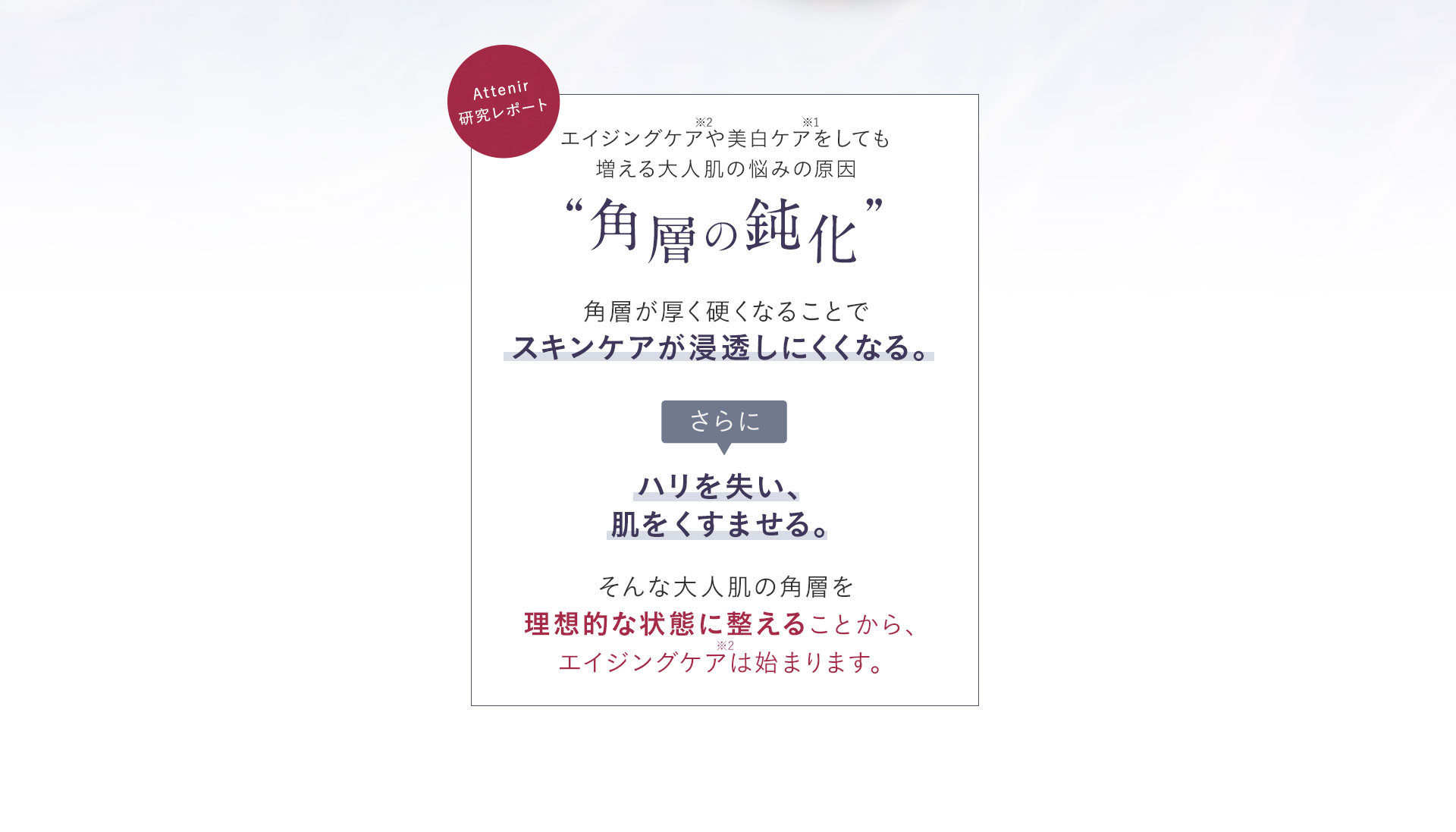 Attenir研究レポート エイジングケアや美白ケアをしても増える大人肌悩みの原因 彷徨いメラニン