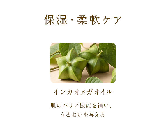 保湿・柔軟ケア「インカオメガオイル」肌のバリア機能を補い、うるおいを与える