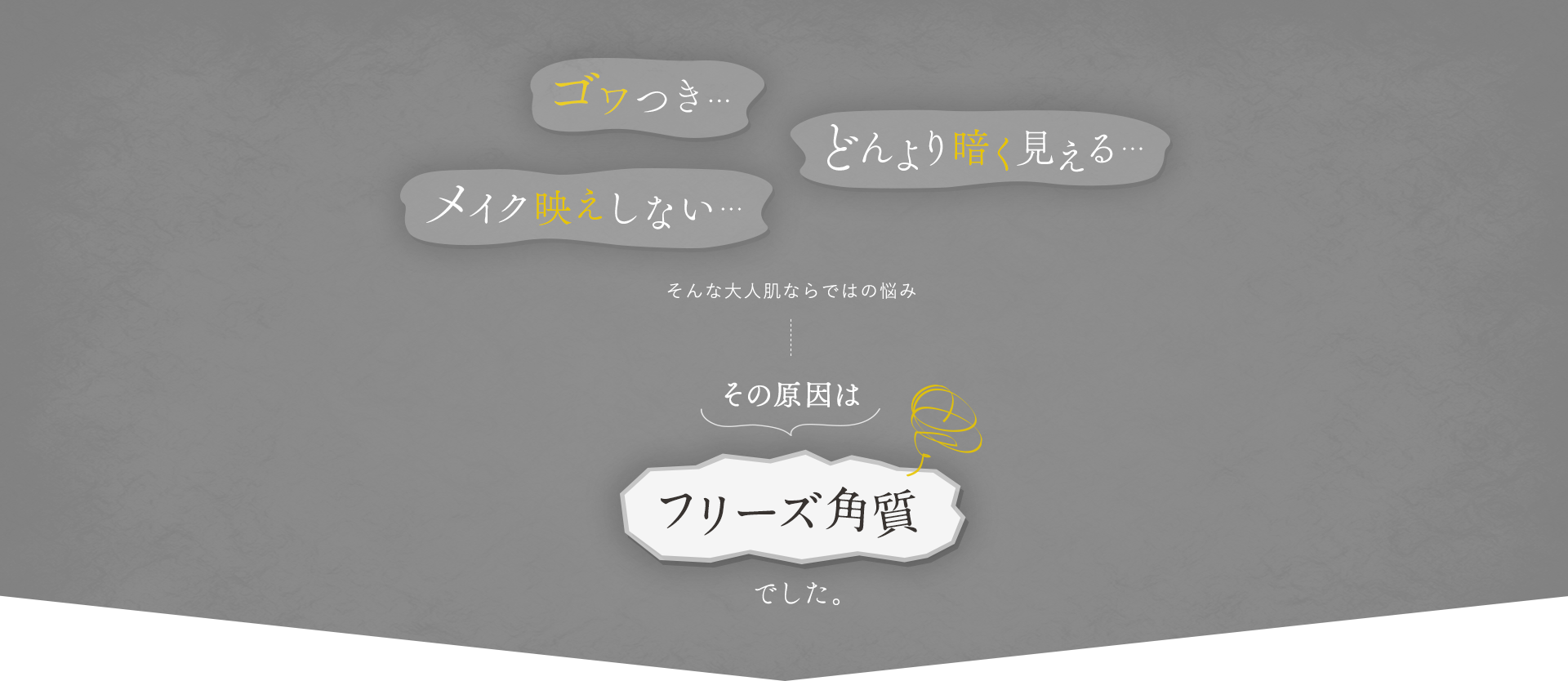 ゴワつきどんより暗くメイク映えしないそんな大人肌ならではの悩みそんな大人肌ならではの悩みその原因はフリーズ角質でした。