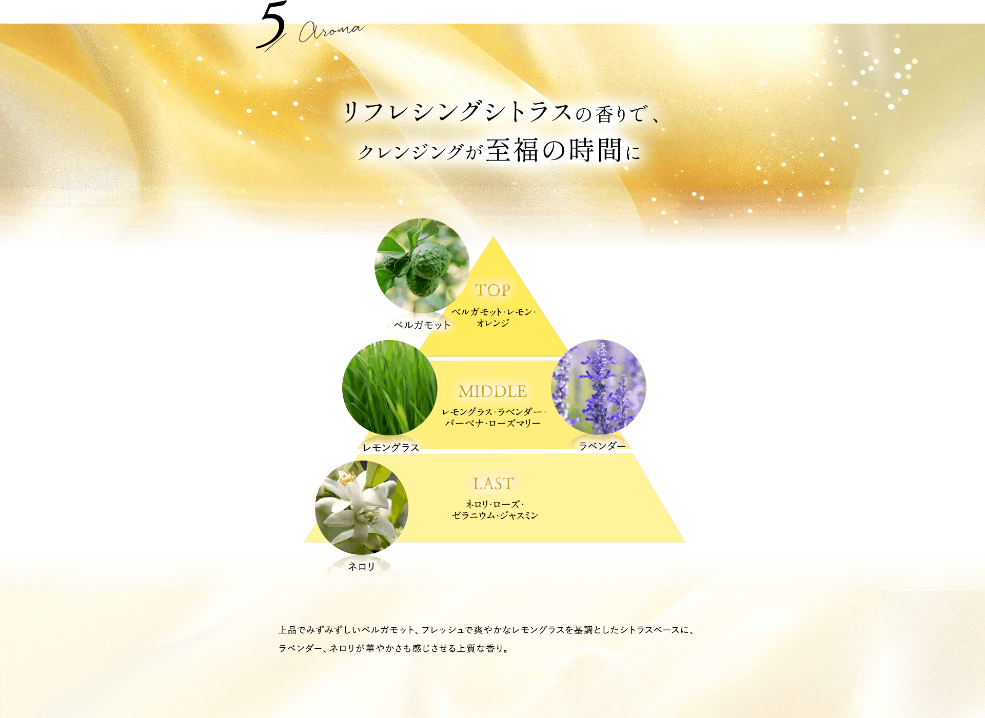 リフレシングシトラスアロマの香りで、クレンジングが至福の時間に