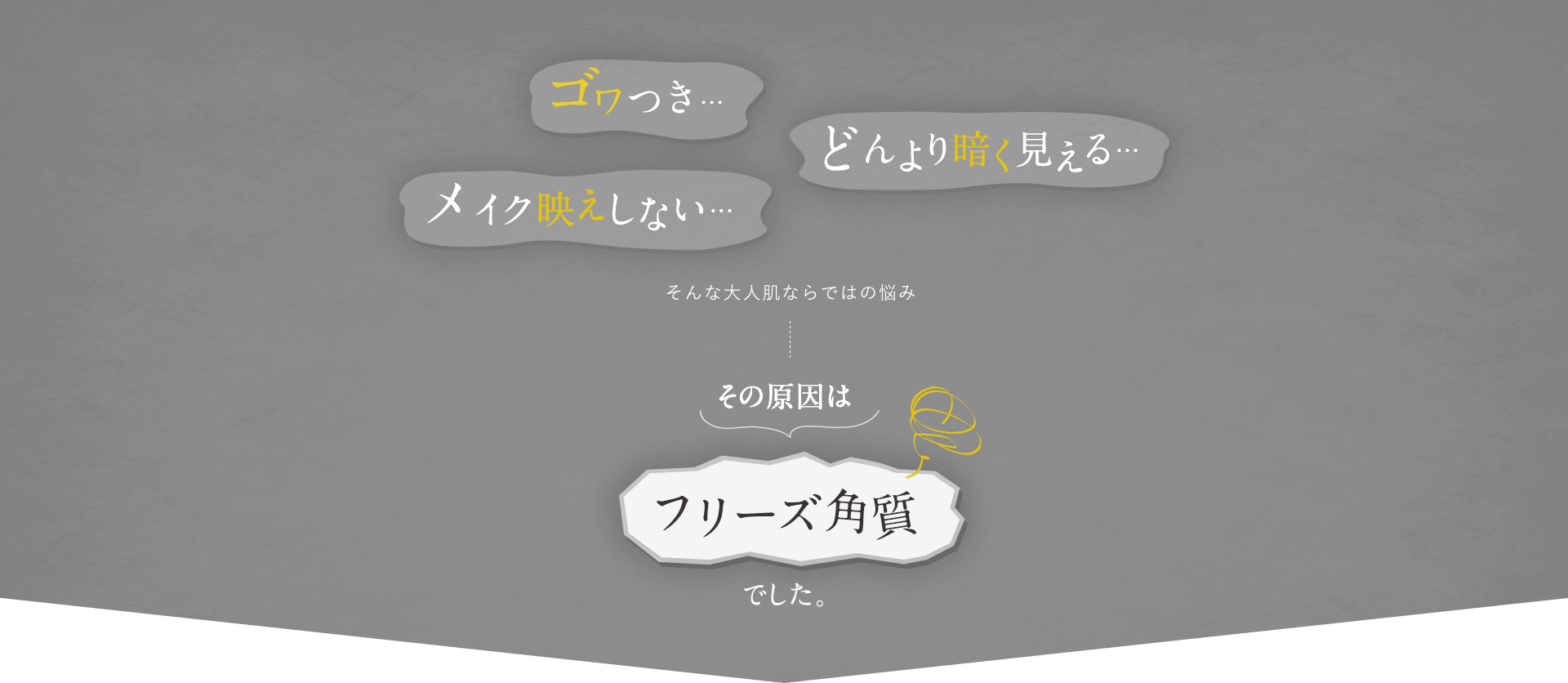 「ゴワつき」「どんより暗く見える」「メイク映えしない」そんな大人肌ならではの悩みーその原因はフリーズ角質でした。