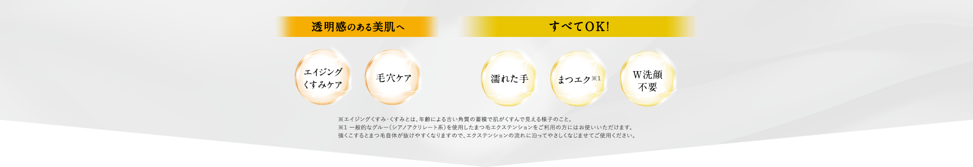 【透明感のある美肌】エイジングくすみケア・毛穴ケア／【すべてOK】濡れた手・まつエク・W洗顔不要